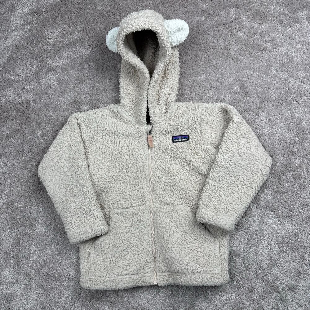 Patagonia Furry Friends Fleece Bear Ears Hoodie Toddler Size 3T Cream Sherpa